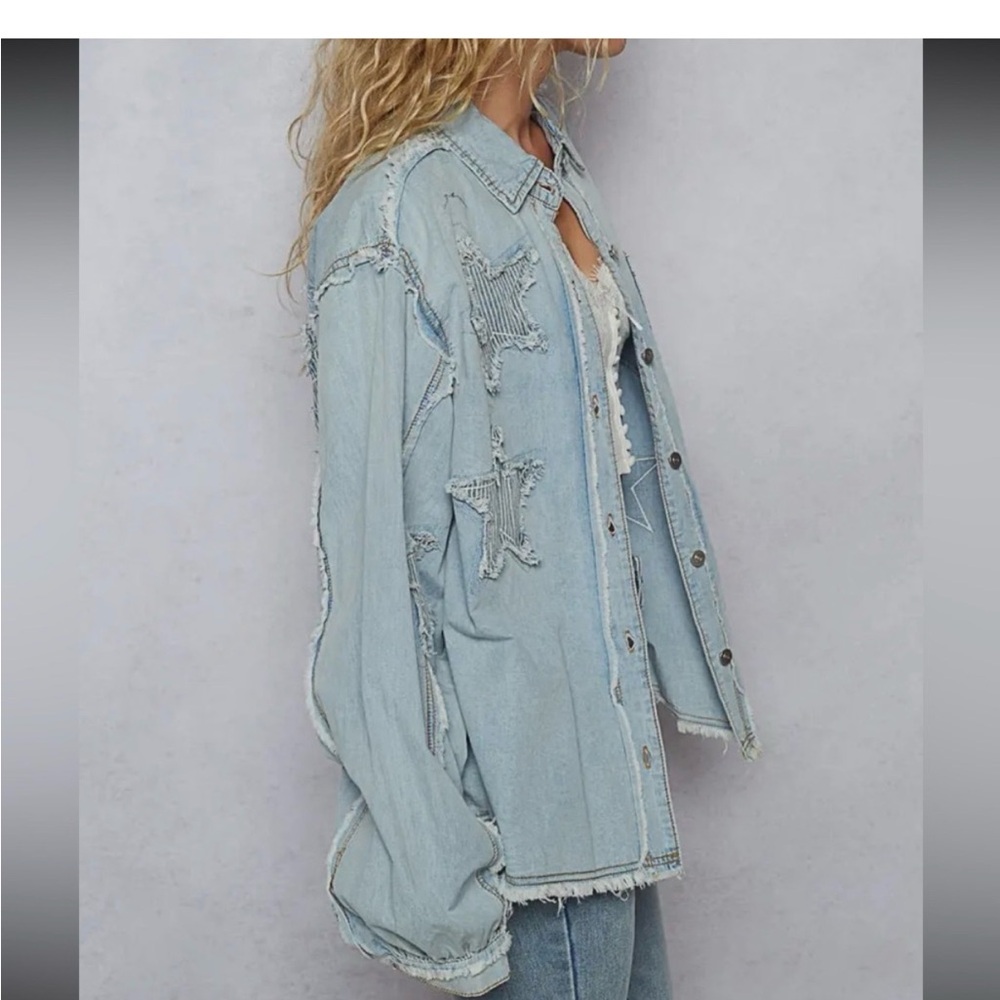 Pol Favorite Star Patch Light Blue Button Down Sh… - image 2